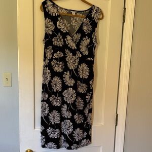 Motherhood Maternity Black and Cream Floral Midi Dress